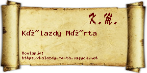 Kálazdy Márta névjegykártya